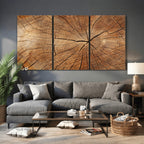 Tree Ring Canvas Art, Rustic Wood Grain Wall Art, Tree Slice Decor for Modern Homes