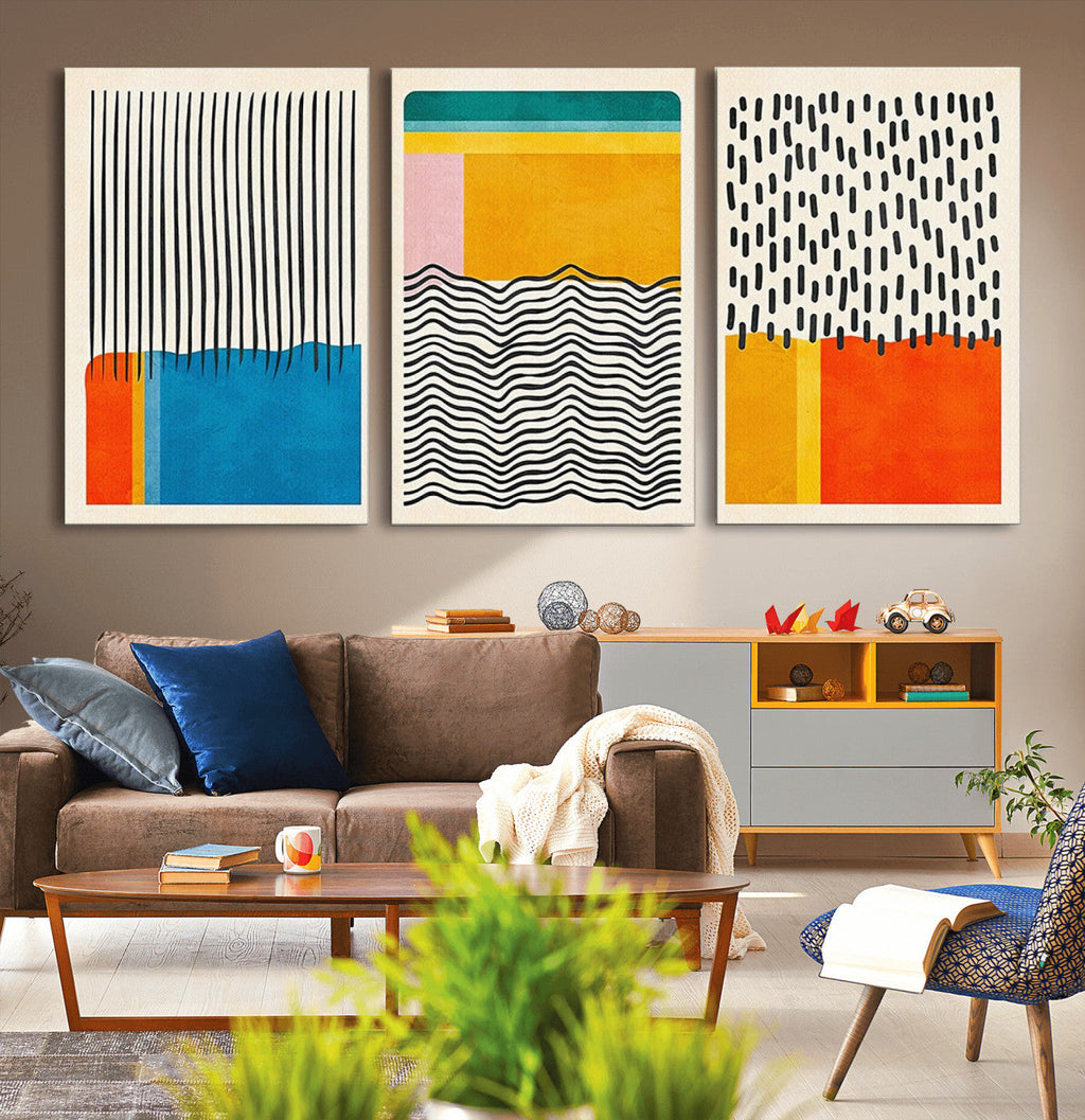 Canvas Print Wall Art Abstract Illustration Art Boho, Framed Abstract Boho Art