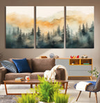 Abstract Forest Print | Mountain Wall Art | Autumn Landscape Canvas Print