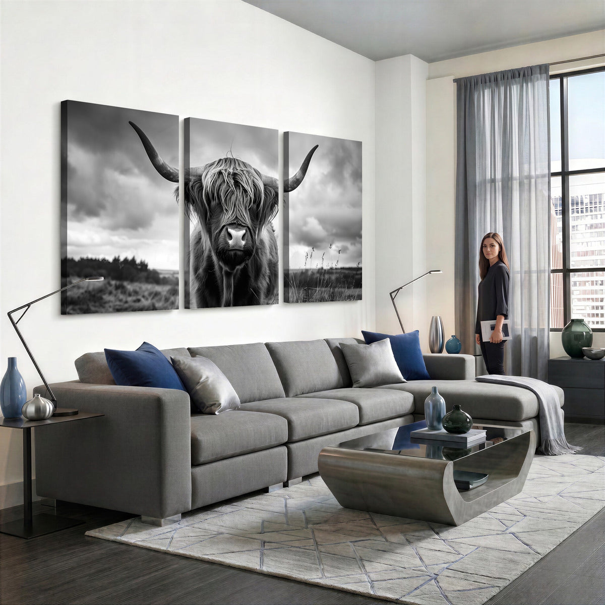 Scottish Cow Wall Art Canvas Print, Longhorn Wall Art