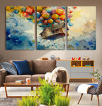 UP-Inspired Floating House with Balloons Canvas Art | Colorful Wall Decor