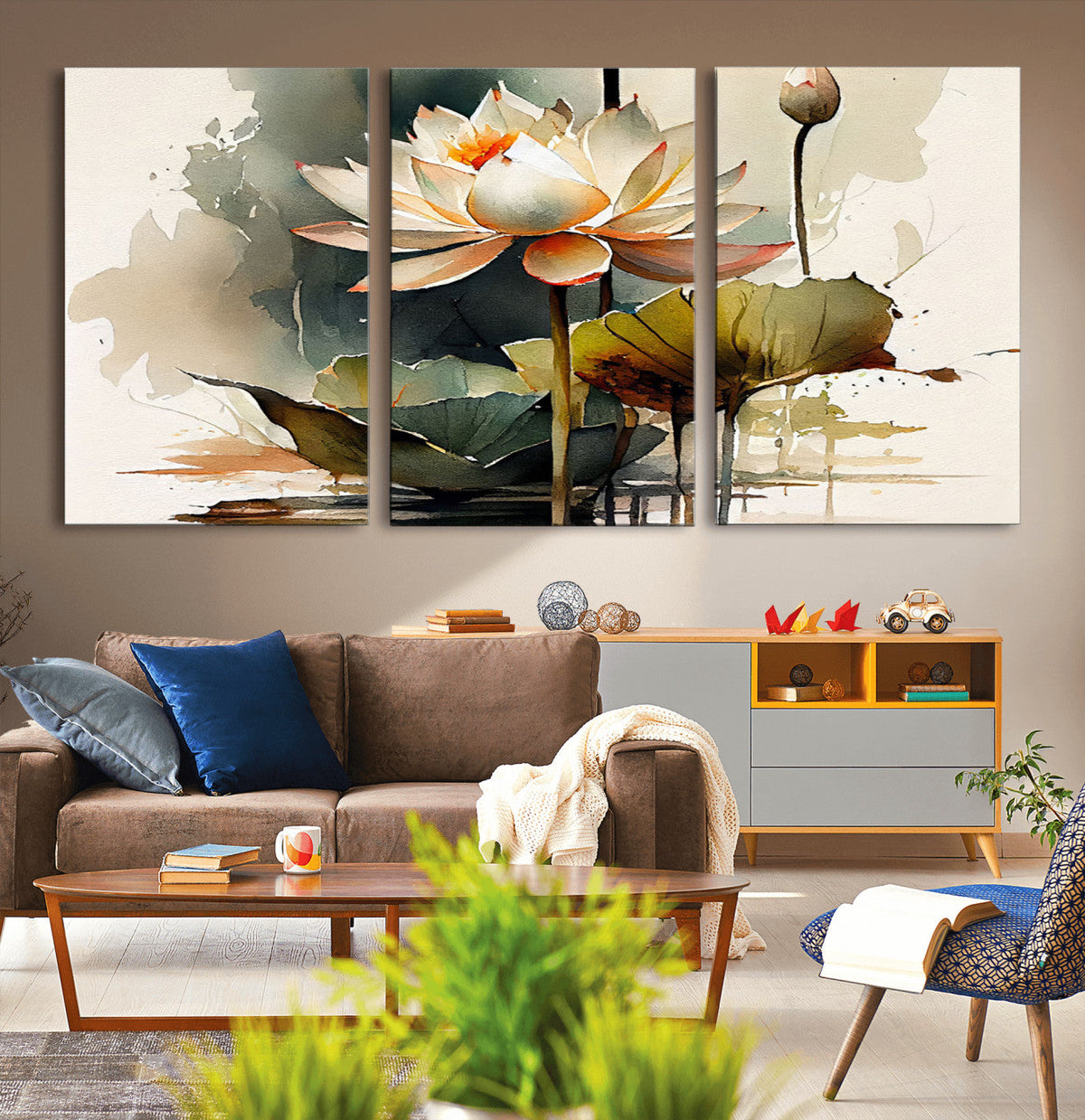 Lotus Flower Watercolor Canvas Print | A Symbol of Serenity and Growth in Soft Watercolors