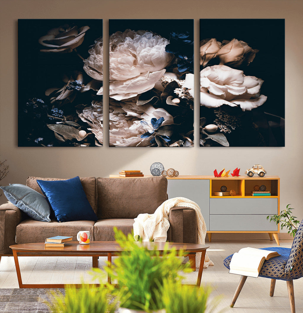 Pink Peonies Flowers Large Canvas Art Print