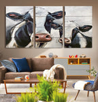 Vintage Baby and Mom Cattle Wall Art Canvas Print