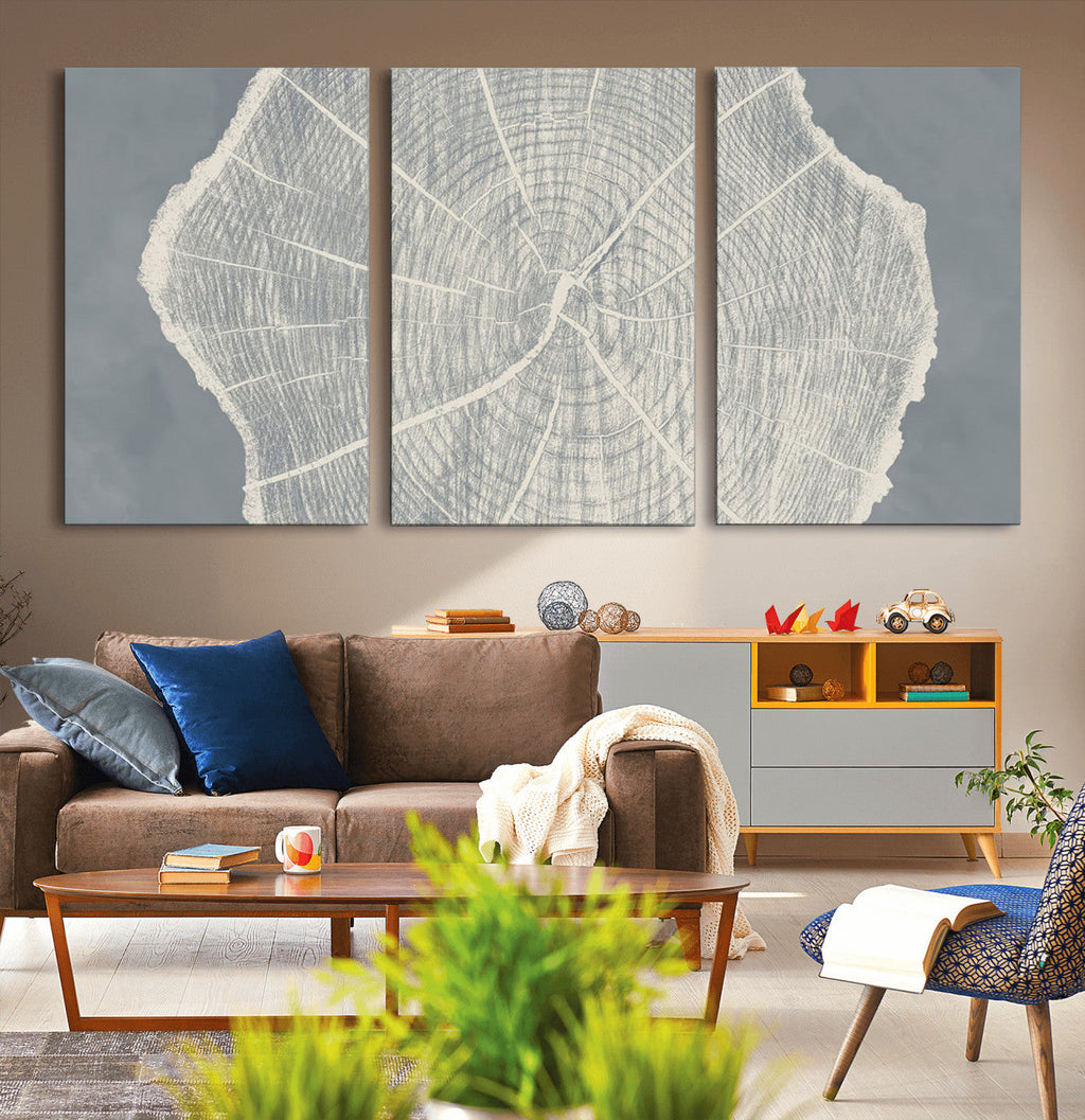 Abstract Tree Ring Wall Art Canvas Print, Framed and Ready to Hang