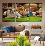 Dogs Playing Pool Canvas Wall Art Funny Gifts Dog Print