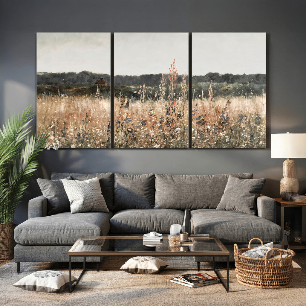 Rustic Field Landscape Wall Art Print, Giclee Canvas Wall Art
