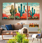 Colorful Cacti Wall Art | Framed Vibrant Succulent Canvas