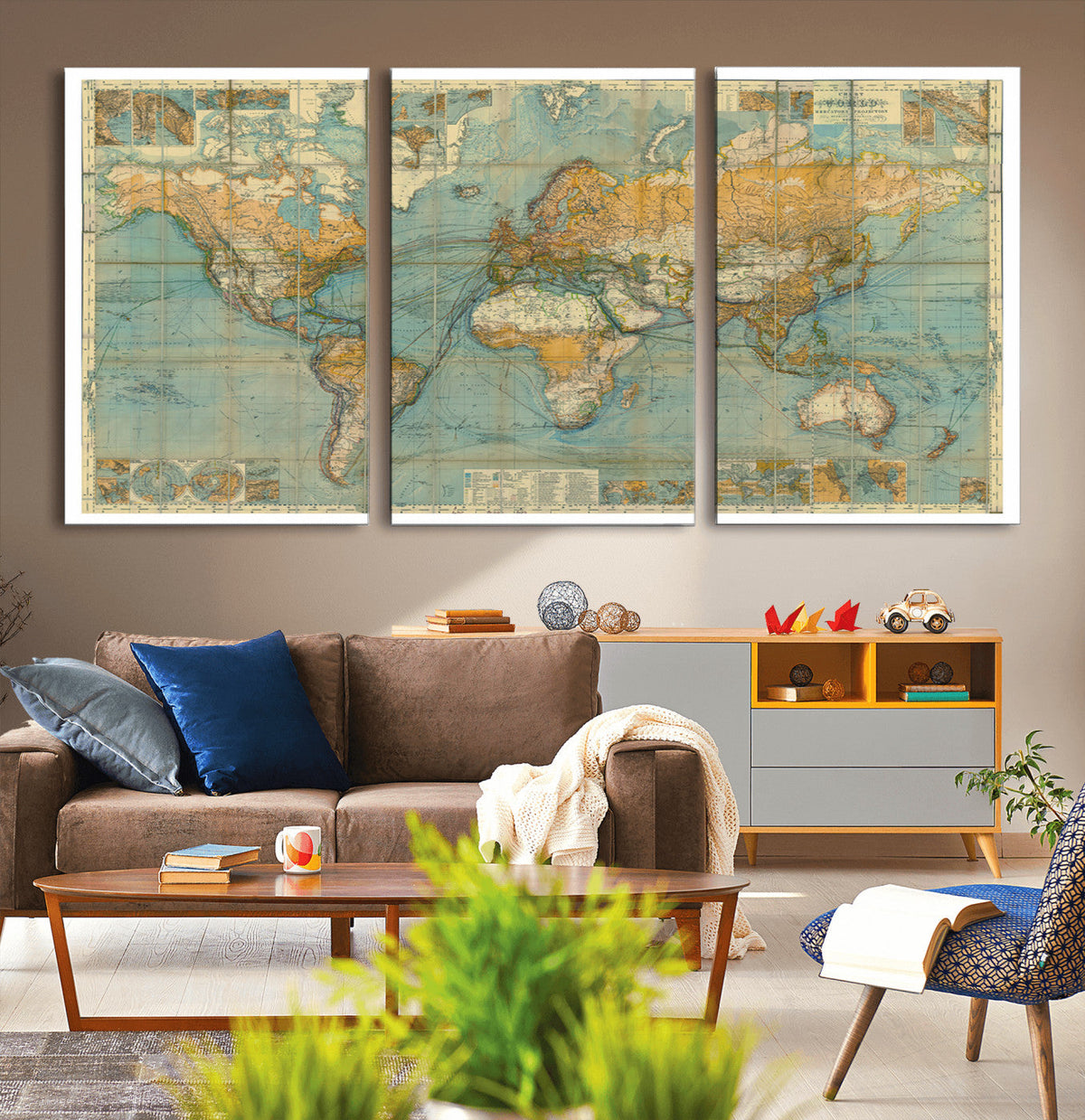Push Pin World Map Canvas Print | Travel Tracker Wall Art for Couples