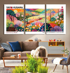 Framed Yayoi Kusama 1986 Wall Art Print | Japanese Wabi Sabi Vibrant Abstract Landscape Canvas