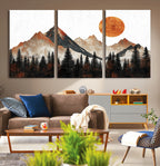 Modern Abstract Mountain Canvas Wall Art Print
