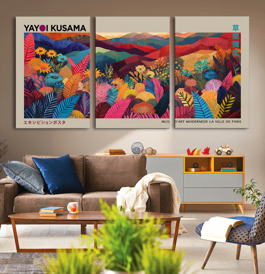 Yayoi Kusama Wall Art Canvas Print, Abstract Art, Large Framed Print, Japanese Wabi Sabi Wall Art