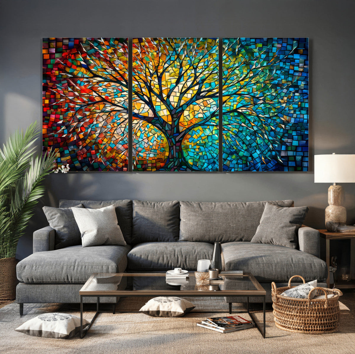 Yggdrasil Tree of Life Wall Art Print | Mosaic Style Canvas Wall Art