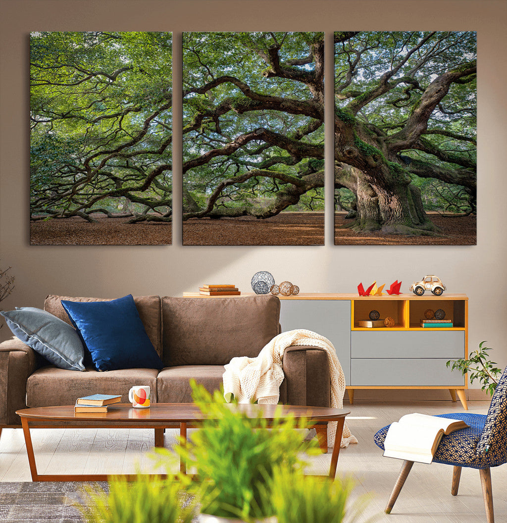 Historic Tree Wall Art | Framed Mossy Branch Canvas Artwork