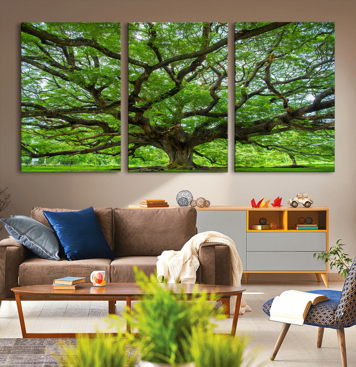 Ancient Tree Wall Art Canvas Print, Framed Sprawling Branches