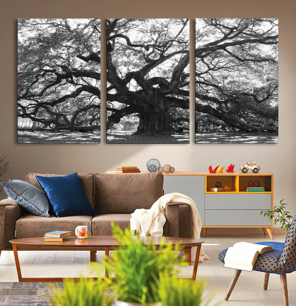 Ancient Oak Wall Art Canvas Print | Gnarled Tree with Twisted Branches