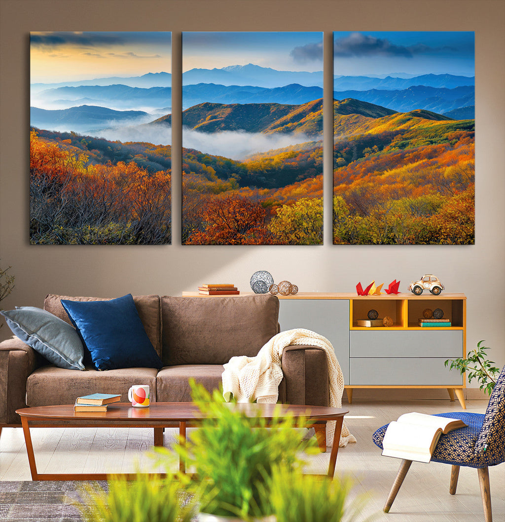 Autumn Mountains Wall Art, Vibrant Fall Foliage Landscape