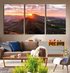 Mountain Sunrise Wall Art | Framed Alpine Ridge Canvas