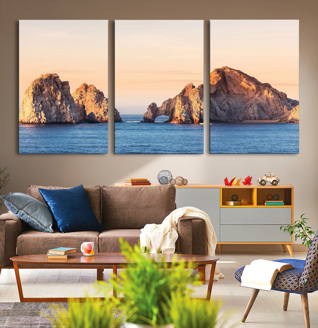 El Arco Wall Art Canvas Print, Framed Cabo San Lucas Ocean Arch Coastal Art