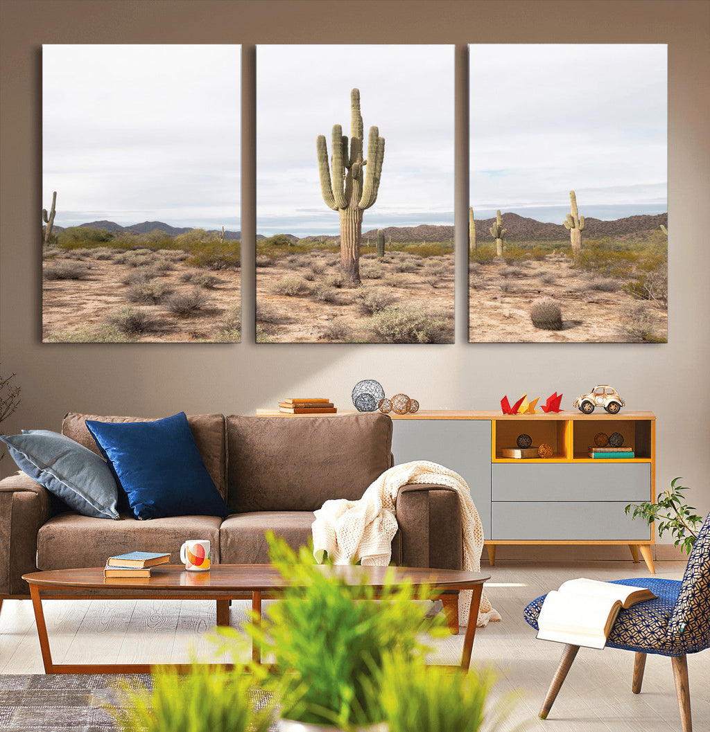 Saguaro Cactus Wall Art | Framed Desert Canvas Artwork