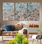 Clear Water Wall Art Canvas Print | Framed Sunlit Ocean Ripples
