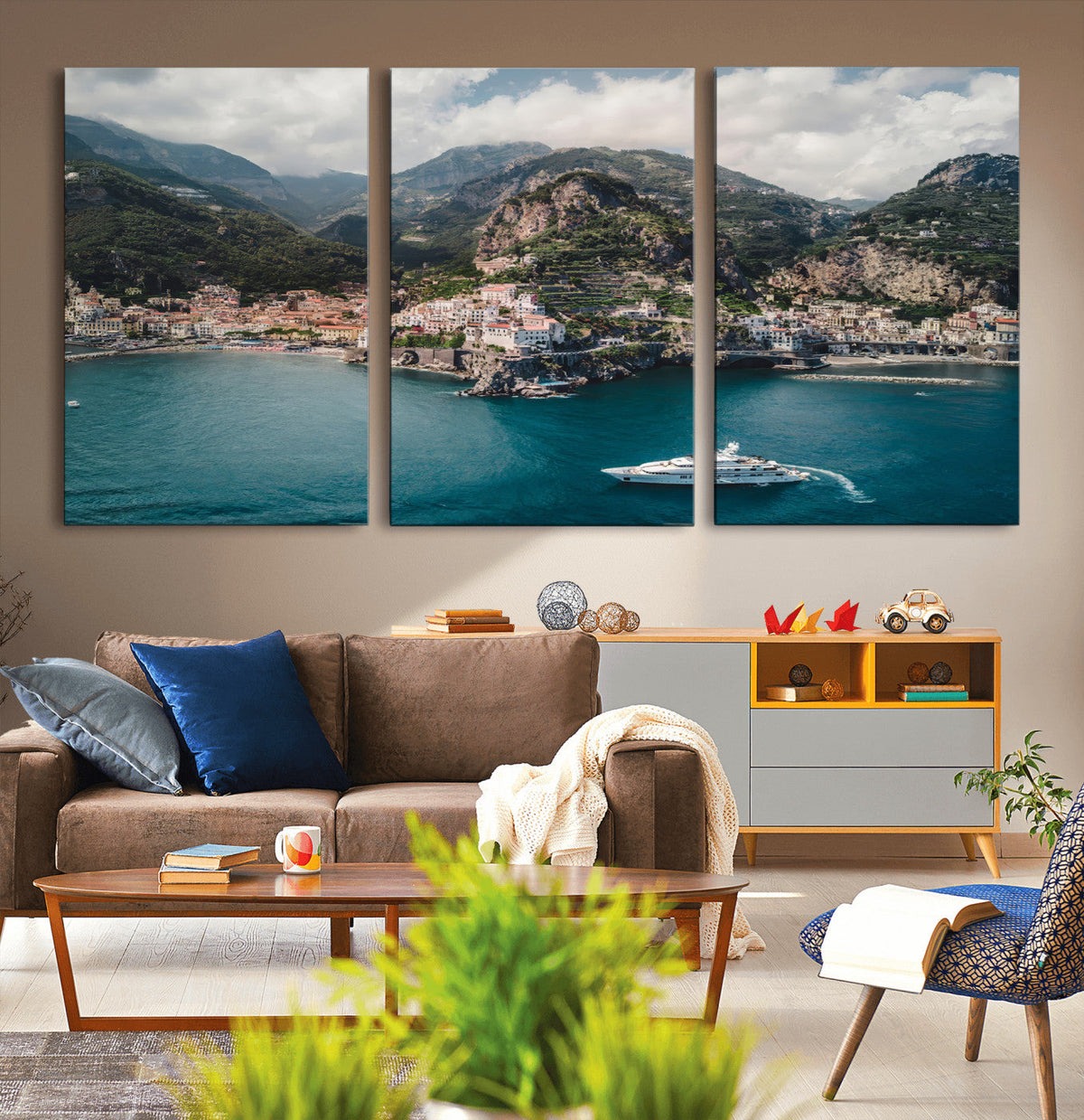 Amalfi Coast Wall Art | Framed Italian Seaside Canvas