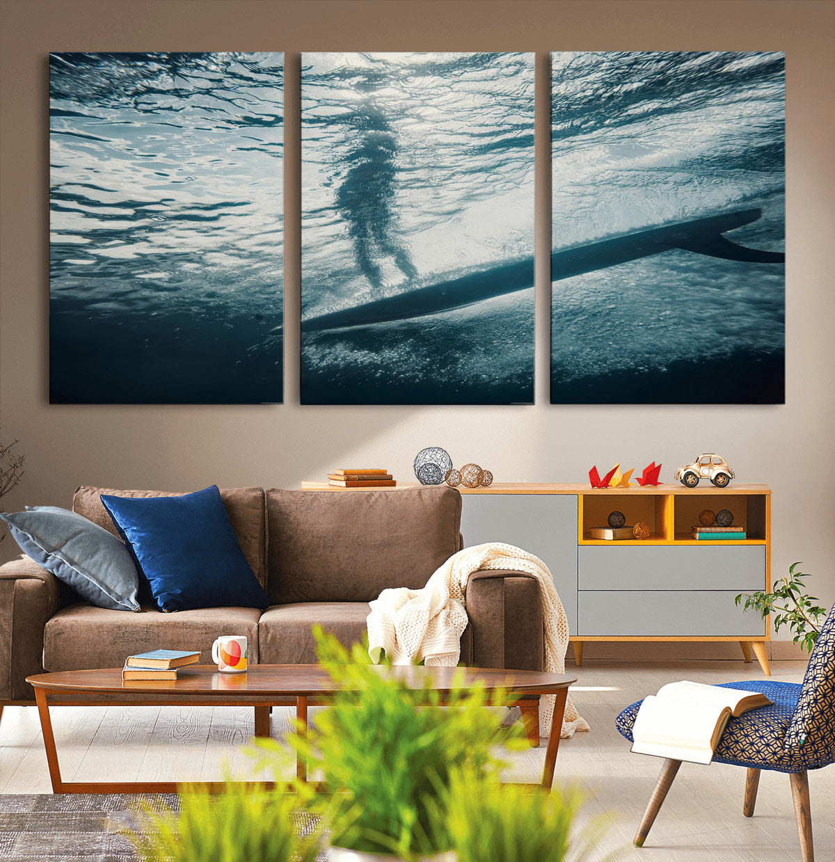 Underwater Surf Wall Art | Framed Ocean Wave Canvas Artwork