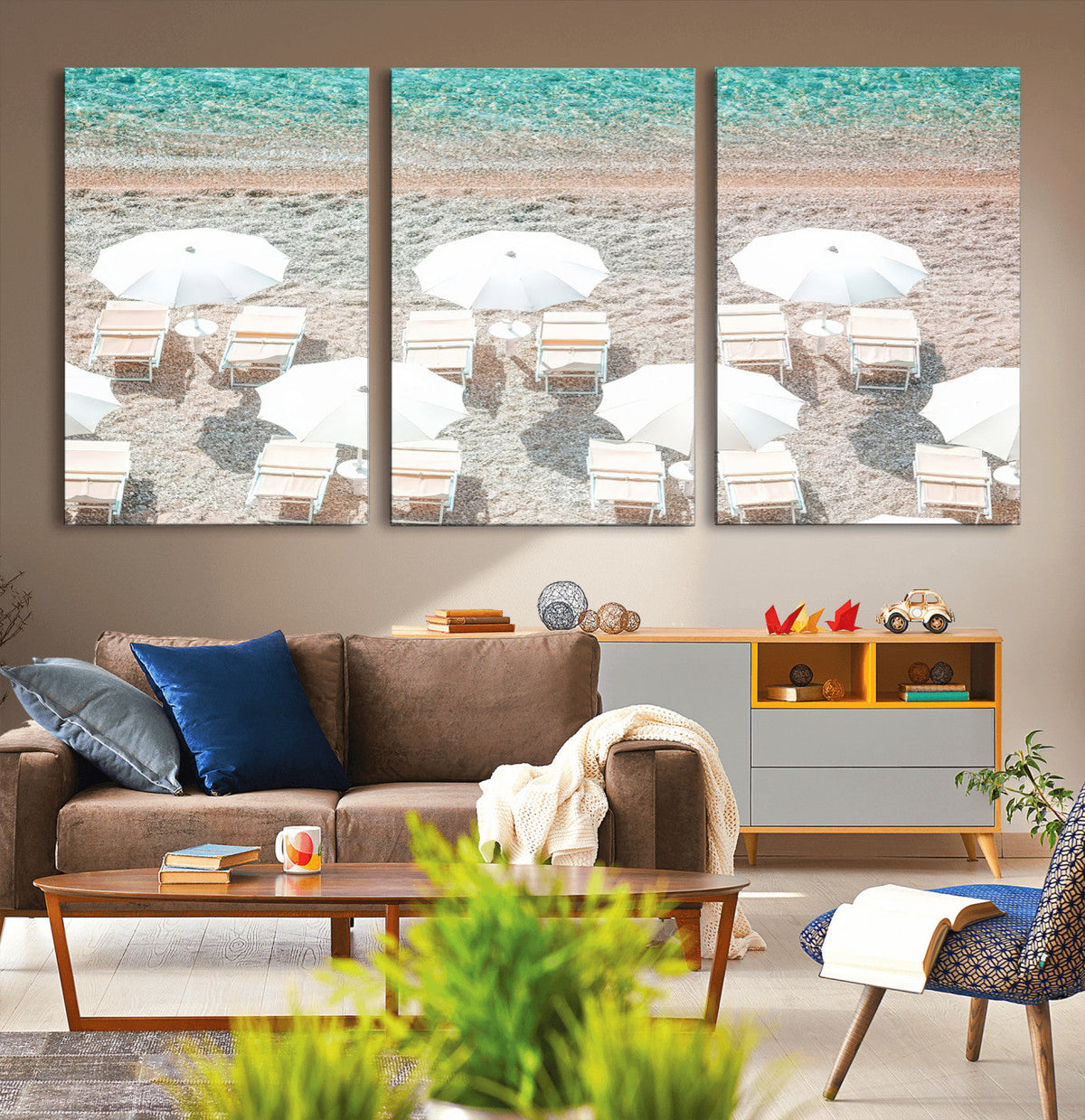 Calm Beach Wall Art | Framed Turquoise Water Canvas Artwork