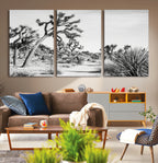 Joshua Tree Wall Art | Black & White Canvas Print, Nature Serenity Decor