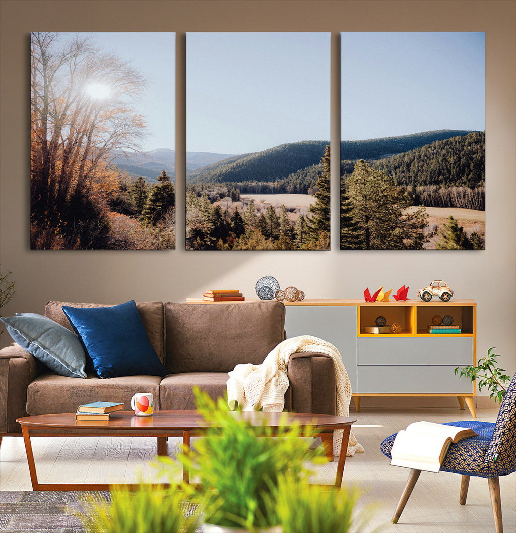 Rustic Landscape Wall Art Canvas Print, Serene Valley Scene