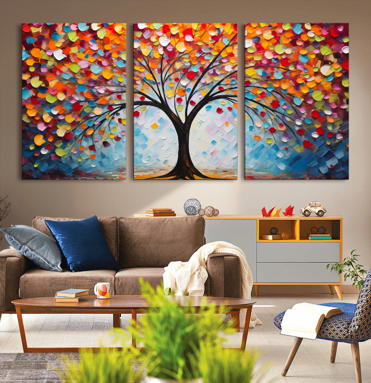 Vibrant Tree of Life Canvas Wall Art | Colorful Abstract Nature