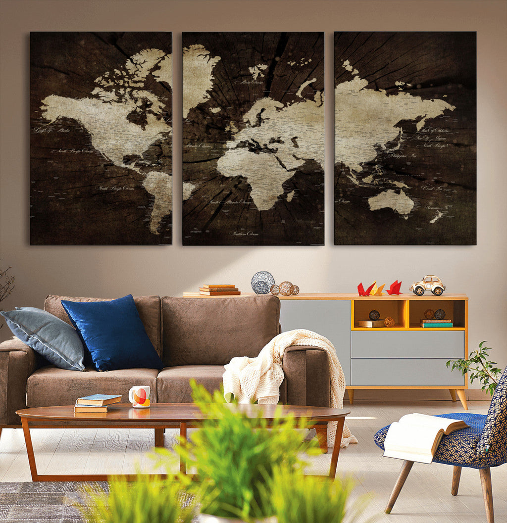 World Map Wall Art Canvas Print | Framed Travel Map Wall Art