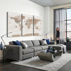 Framed Large World Map Canvas Print for Office Decor