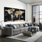 Framed Large World Map Wall Art Canvas Print for Living Room