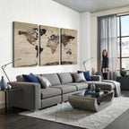 World Map Canvas Print, Detailed Map of the World, Adventure Gift for Couples and Anniversaries
