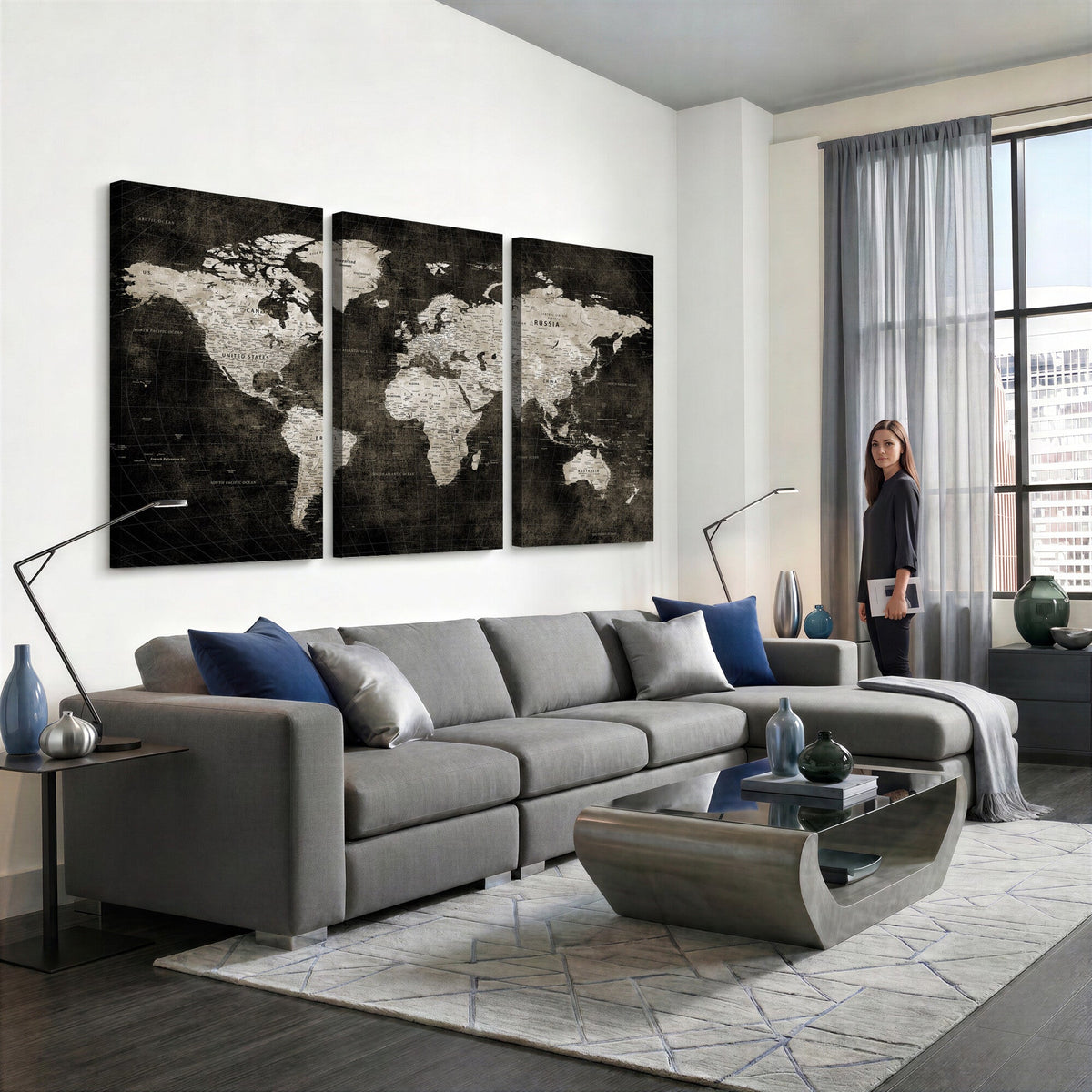 Vintage World Map Wall Art Canvas Print | Framed Large Map Wall Art