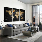 World Map Canvas Wall Art with Famous Landmarks | Framed Travel Map