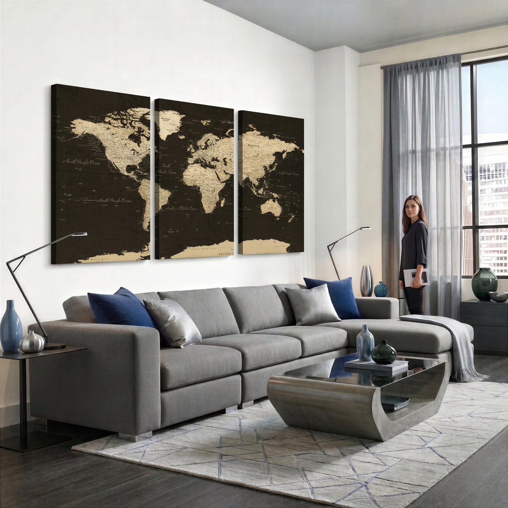 World Map Canvas Print | Framed World Map Wall Art for Couples