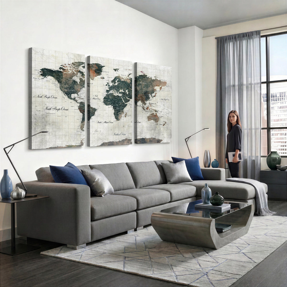 World Map Canvas Print | Framed Travel Map Wall Art for Couples
