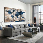 Rustic World Map Canvas Print | Framed Wall Art for Couples