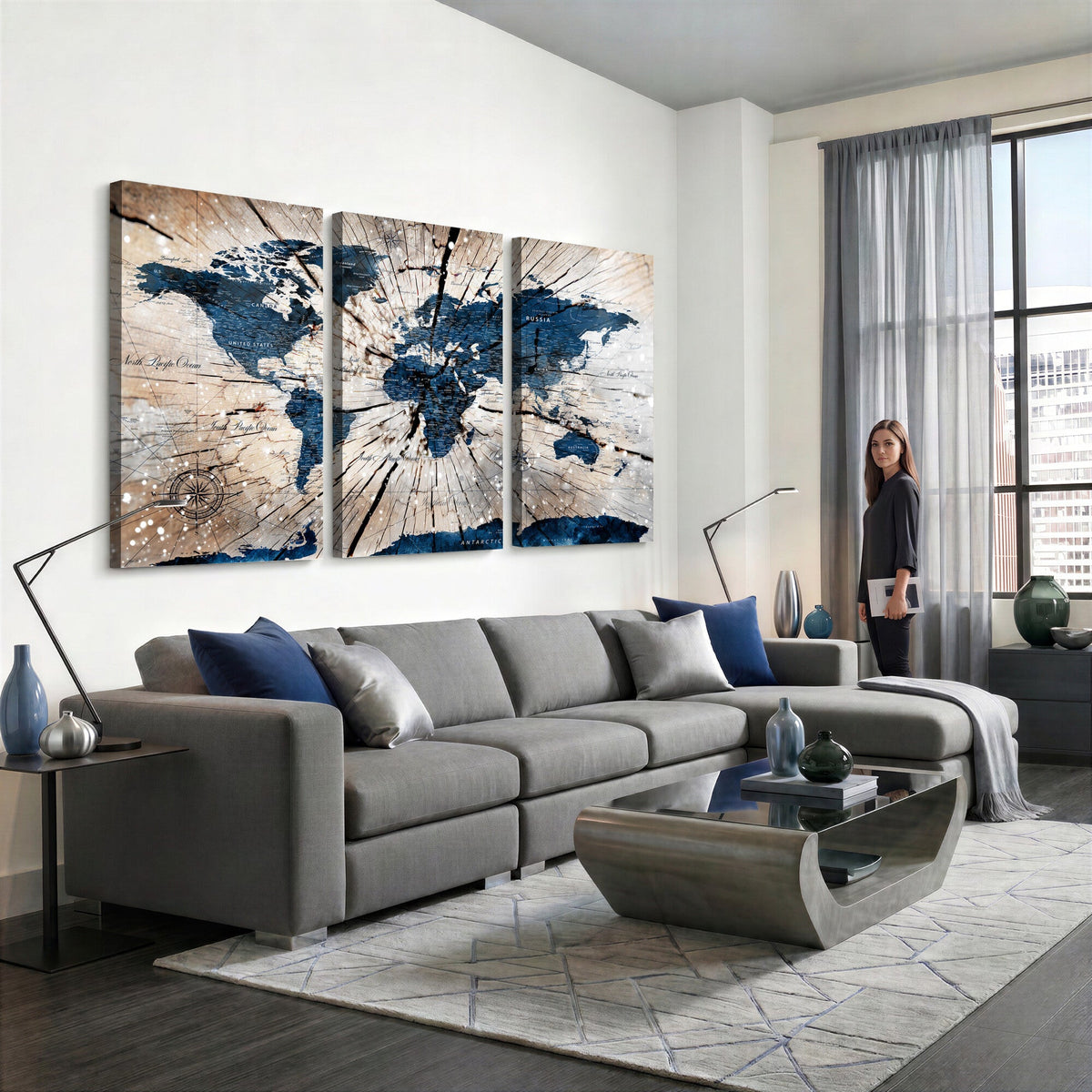 Rustic World Map Canvas Print | Framed Wall Art for Couples