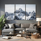 Snowy Mountain Range Canvas Print, Alpine Peaks Landscape Wall Art