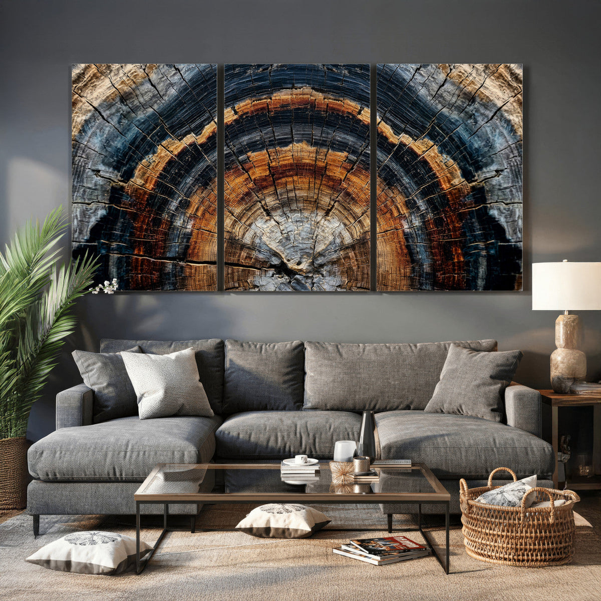 Abstract Wood Grain Canvas Print, Tree Ring Pattern Wall Art, Extra Large Living Room Wall Decor