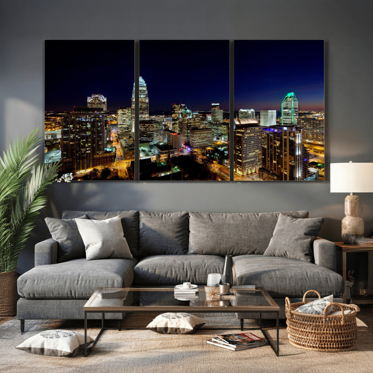 Atlanta Skyline Wall Art Canvas Print | Modern Cityscape