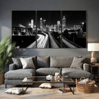 Atlanta Skyline Wall Art Canvas Print, Atlanta Downtown Night Cityscape