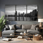 Chicago Wall Art Canvas Print, Chicago City Downtown Night Cityscape