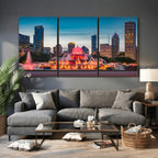 Chicago Wall Art Canvas Print - Chicago City Downtown Night Cityscape