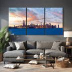 Chicago Wall Art Canvas Print - Chicago City Downtown Night Cityscape