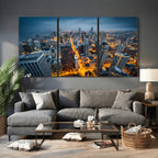 Chicago Wall Art Canvas Print - Chicago City Downtown Night Cityscape