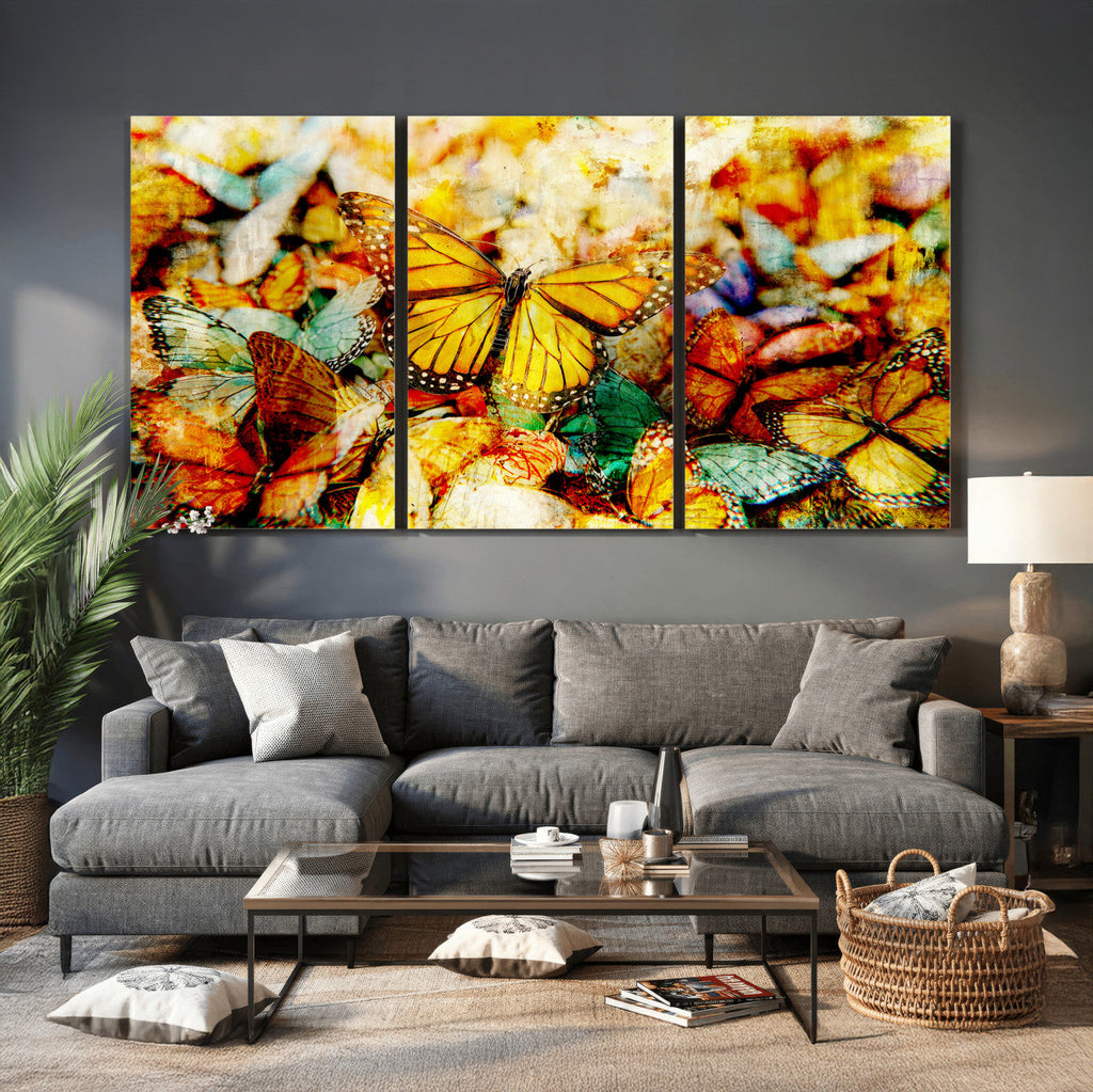 Butterfly Wall Art Canvas Print | Colorful Abstract Nature Artwork